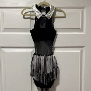 Kids Black and Silver Fringe Jazz or Tap Costume
